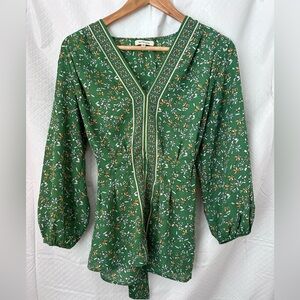 Max Studio Green Floral Blouse